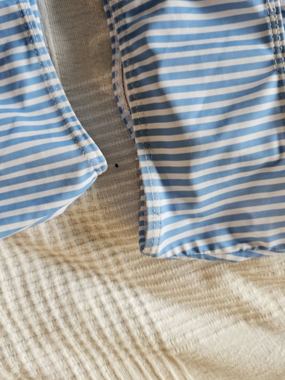 New Striped Tie Shoulder High Waist Two Piece Bikini - Picture 10 of 13